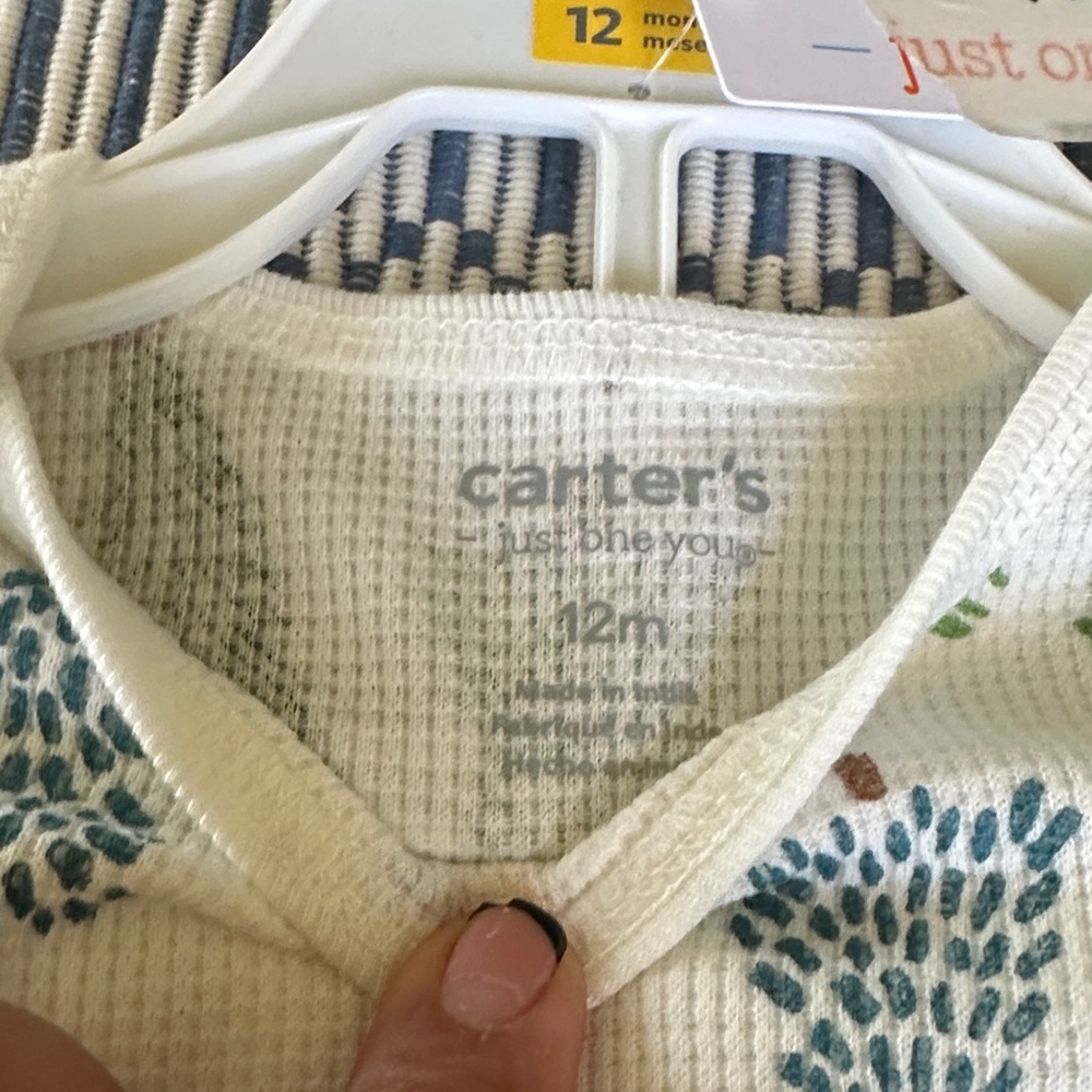 Carter's White and Blue Baby Bodysuit